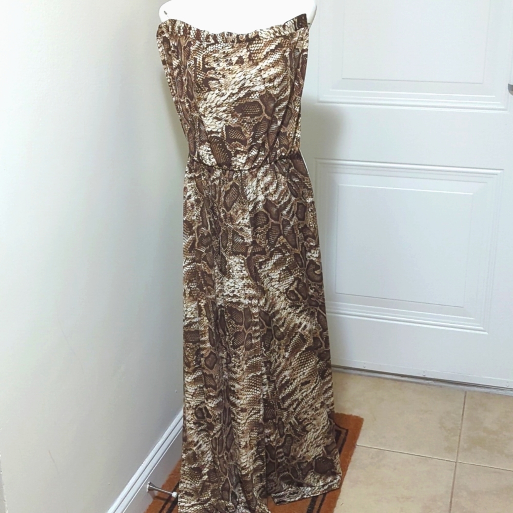 Strapless Jumpsuit In Python Print - image 1